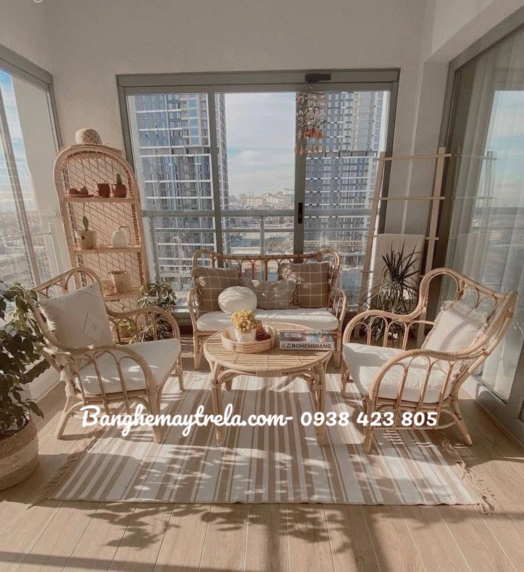 Bàn ghế mây phòng khách hiện đại